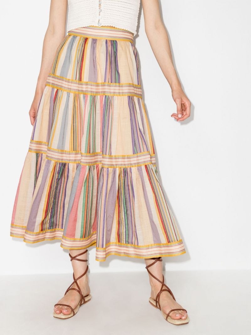 Mae Striped Tiered Midi Skirt