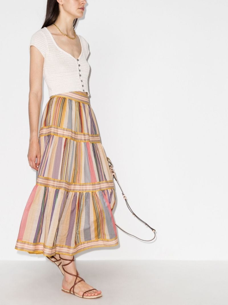 Mae Striped Tiered Midi Skirt