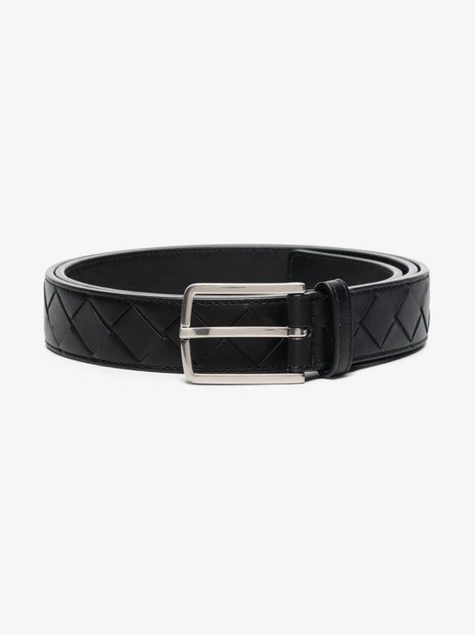 Black Intrecciato Leather Belt