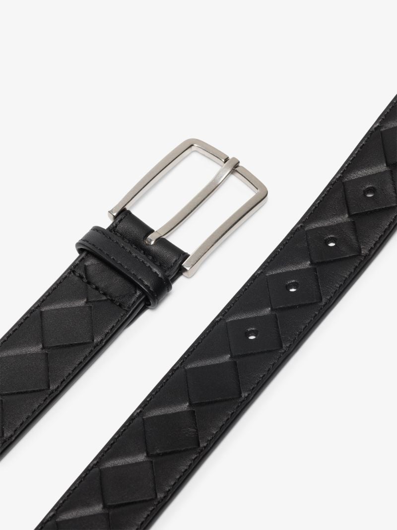 Black Intrecciato Leather Belt