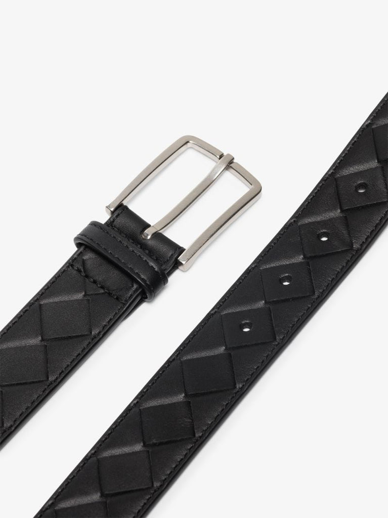 Black Intrecciato Leather Belt