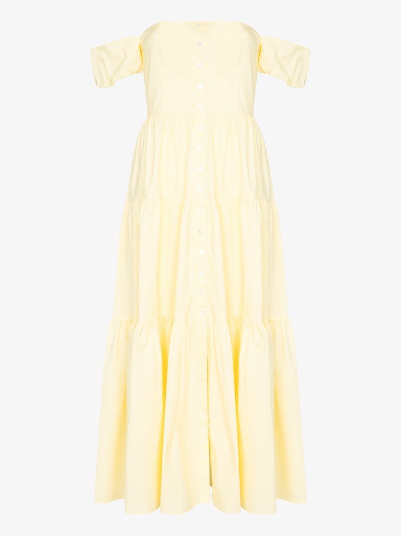Elio Off-the-shoulder Tiered Midi Dress