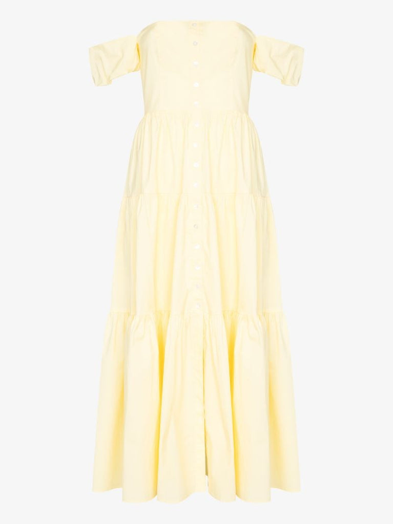 Elio Off-the-shoulder Tiered Midi Dress