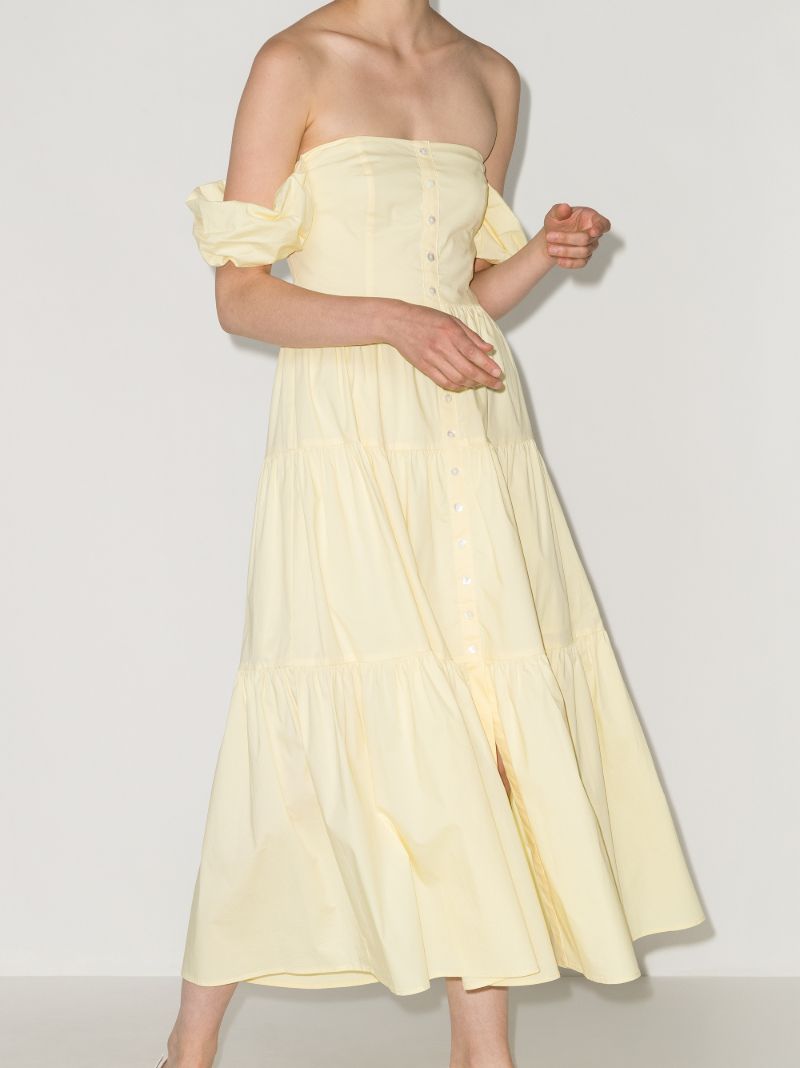 Elio Off-the-shoulder Tiered Midi Dress