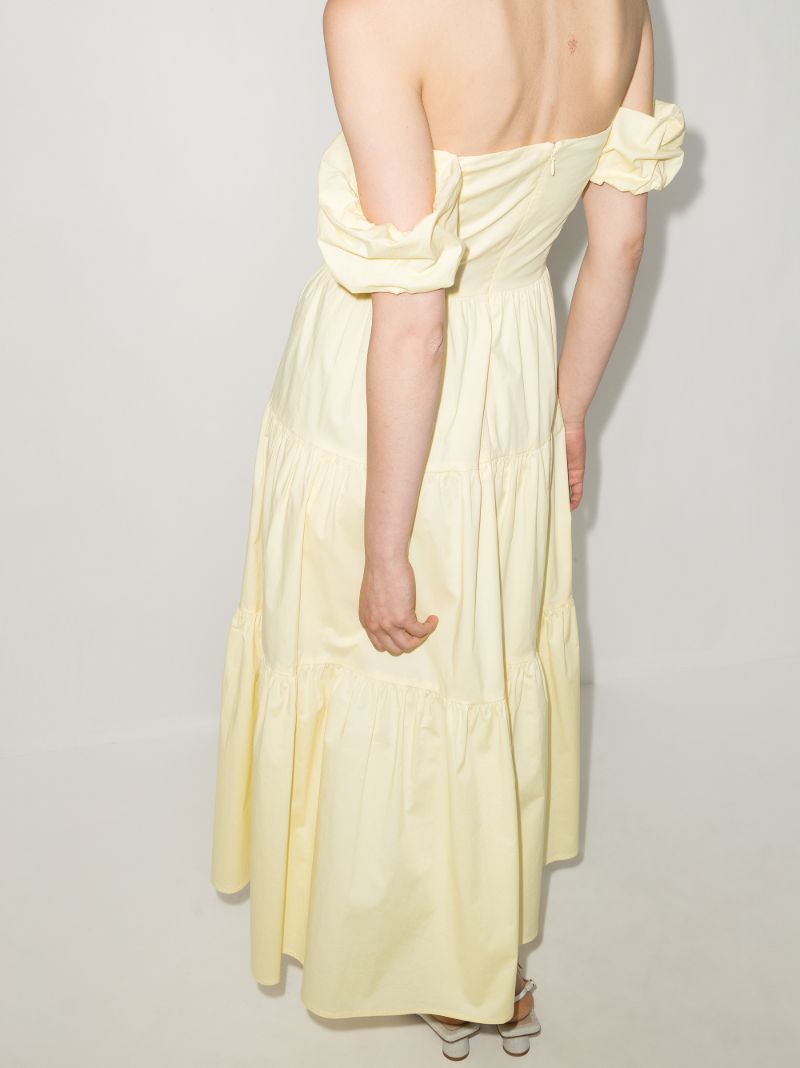 Elio Off-the-shoulder Tiered Midi Dress