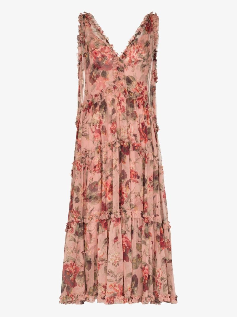 Cassia Frill Silk Midi Dress