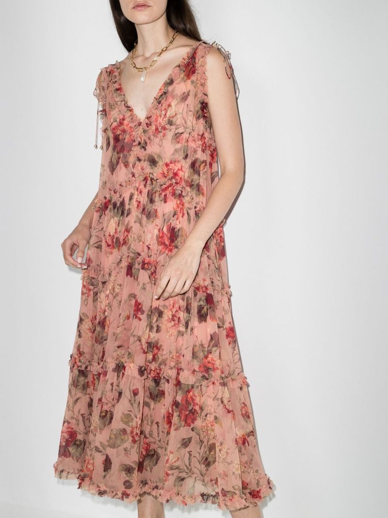 Cassia Frill Silk Midi Dress