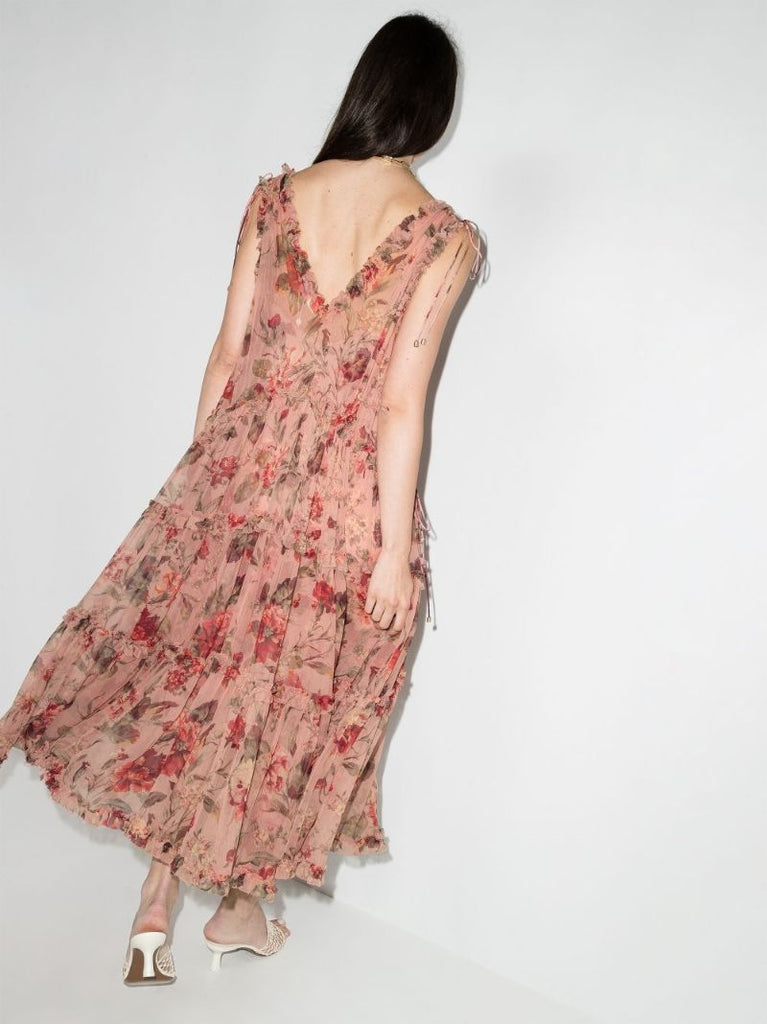 Cassia Frill Silk Midi Dress