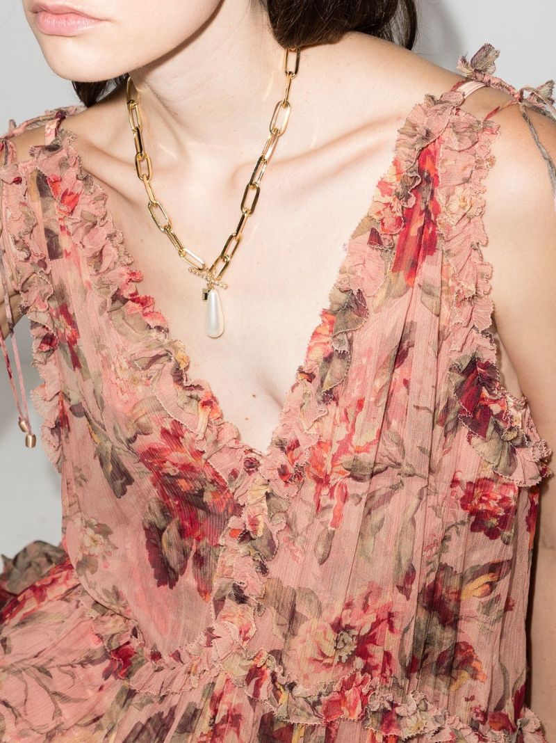 Cassia Frill Silk Midi Dress