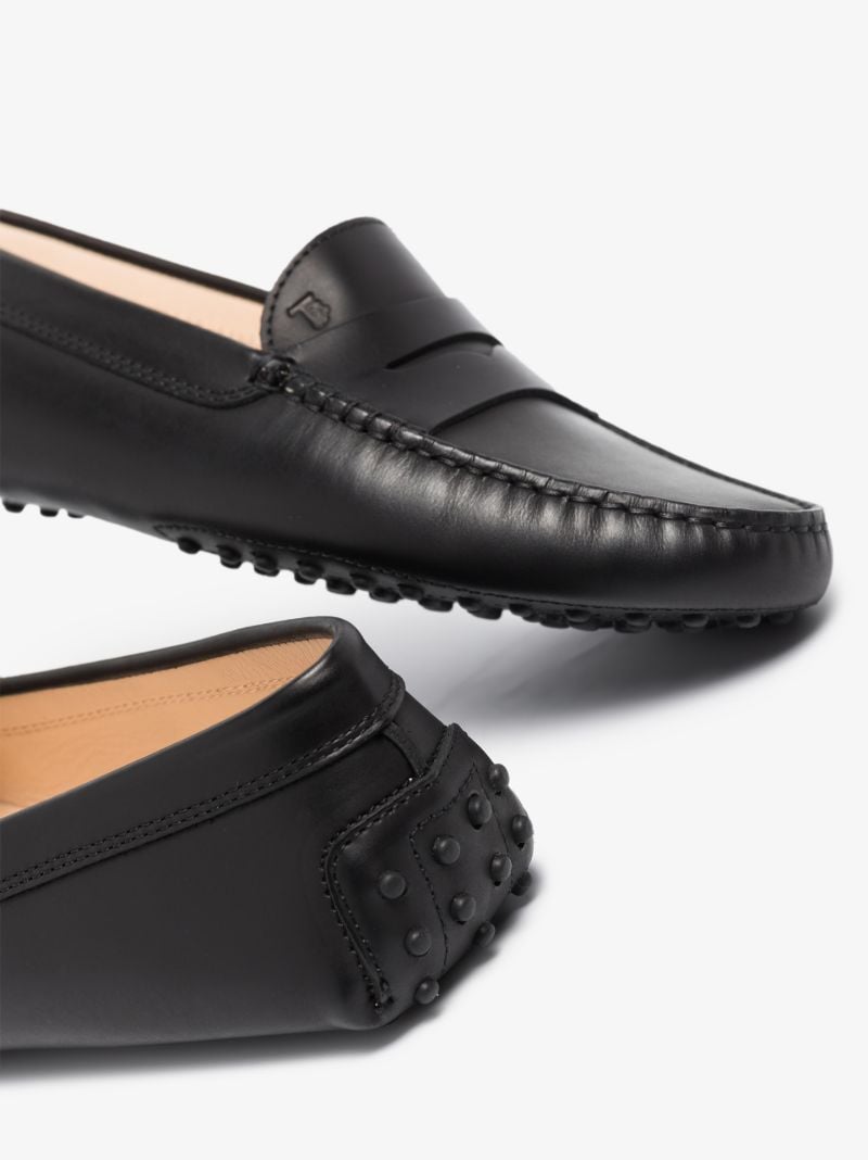 Black Ridged Moccasin Leather Loafers