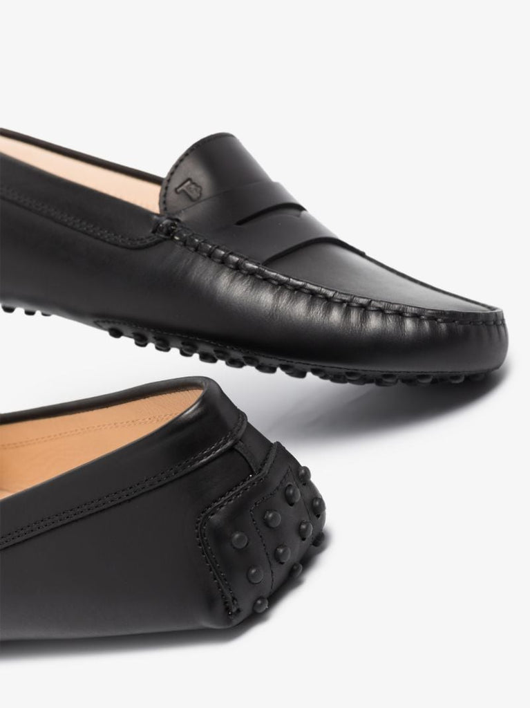 Black Ridged Moccasin Leather Loafers