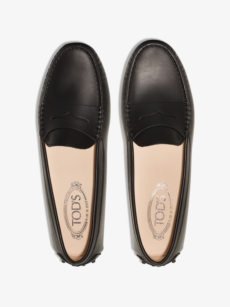 Black Ridged Moccasin Leather Loafers