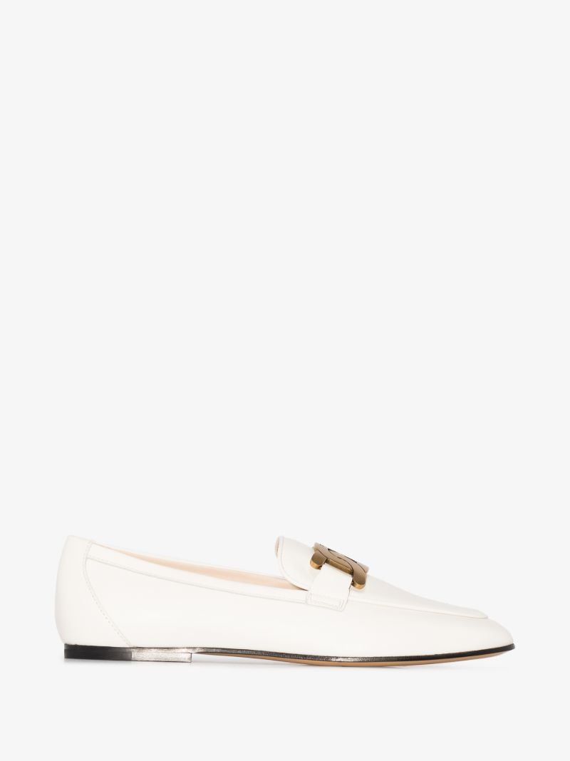 White Kate Embellished Leather Loafers