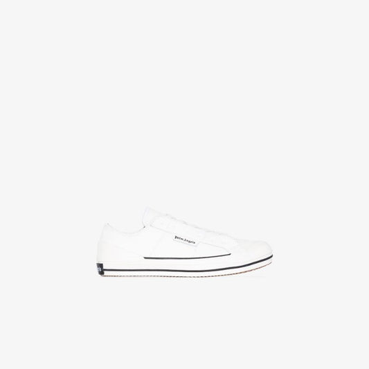 White Vulcanised Leather Low Top Sneakers