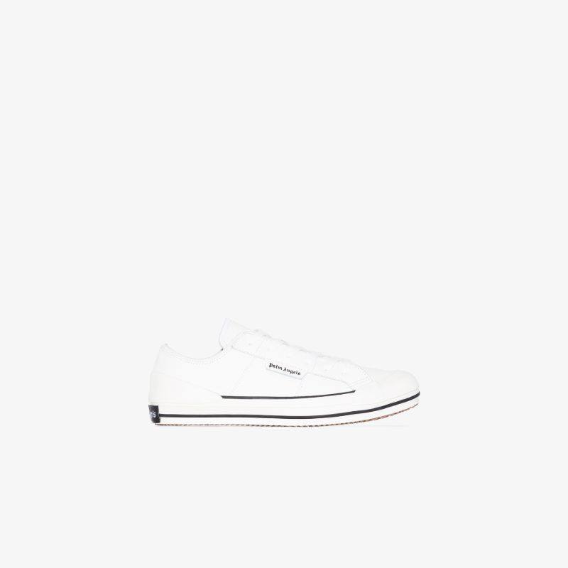 White Vulcanised Leather Low Top Sneakers