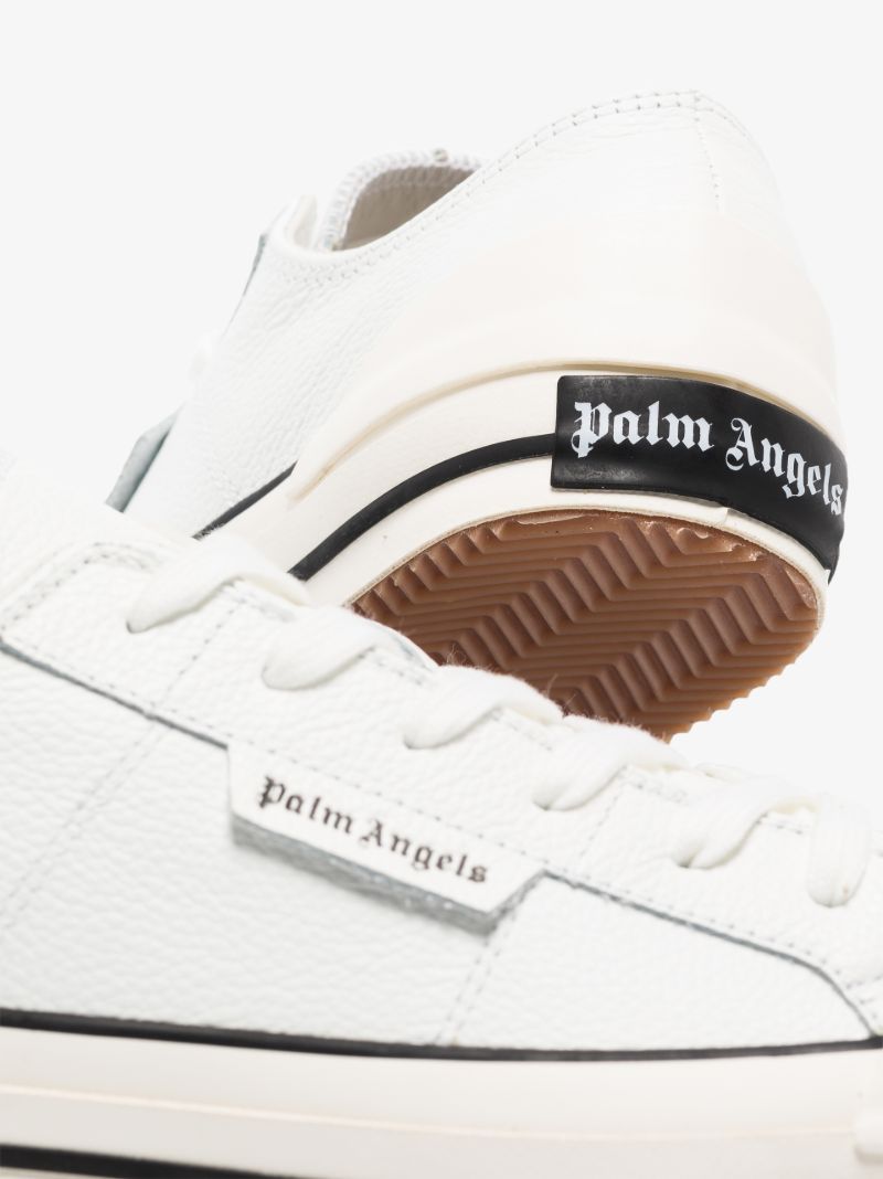 White Vulcanised Leather Low Top Sneakers