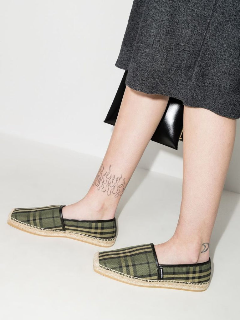 Green Vintage Check Espadrilles