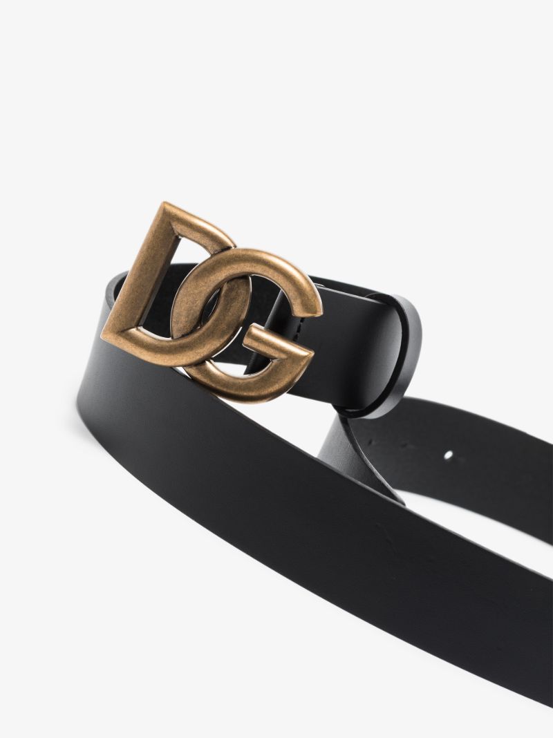 Black Interlock Logo Leather Belt