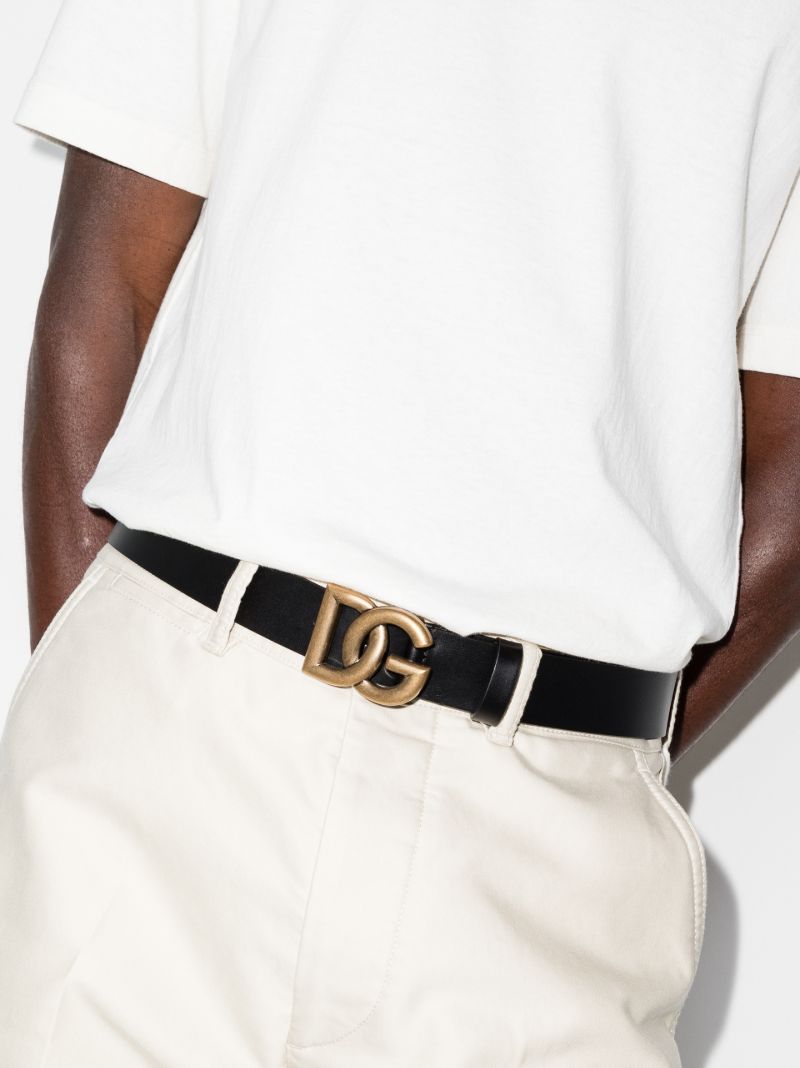 Black Interlock Logo Leather Belt