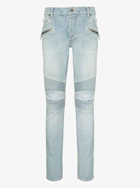 Slim Fit Faded Biker Jeans
