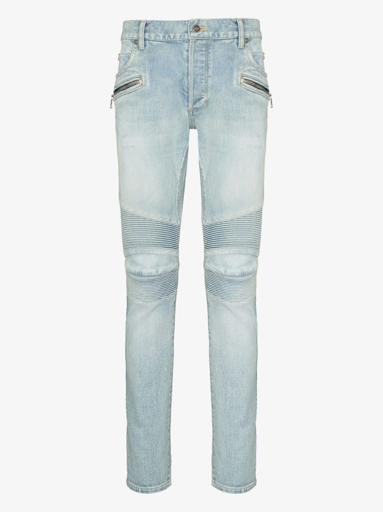 Slim Fit Faded Biker Jeans
