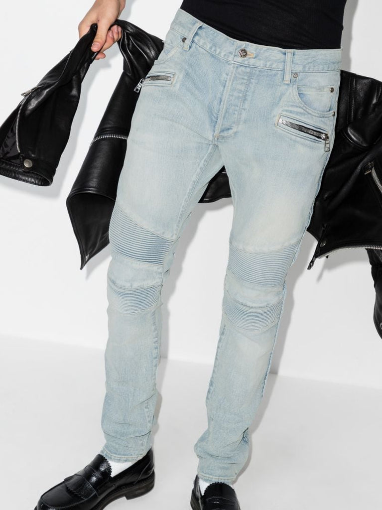 Slim Fit Faded Biker Jeans