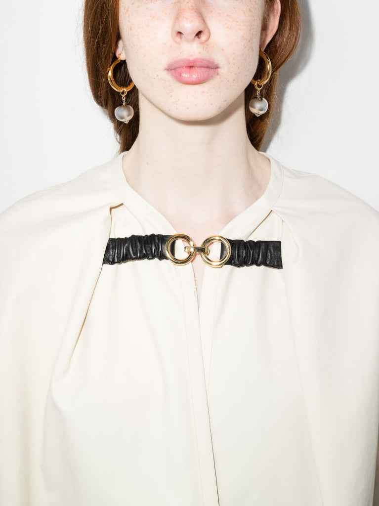 Gold and Silver Tone Sphere Pendant Hoop Earrings