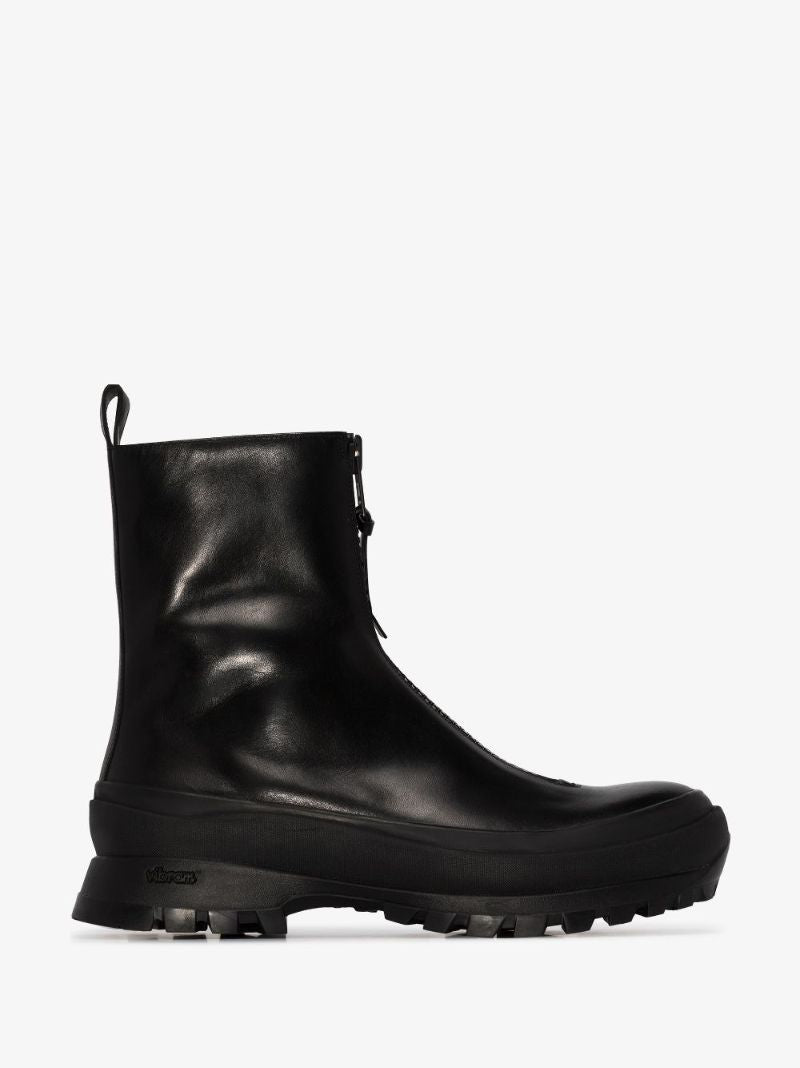 Black Zip-up Leather Boots