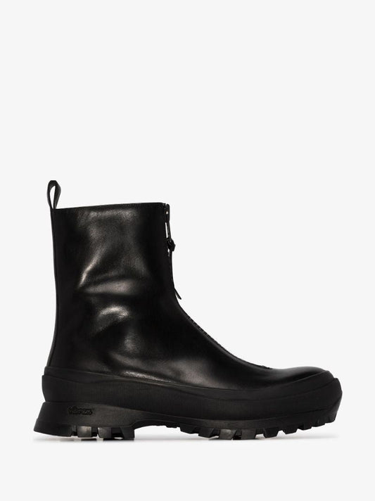 Black Zip-up Leather Boots
