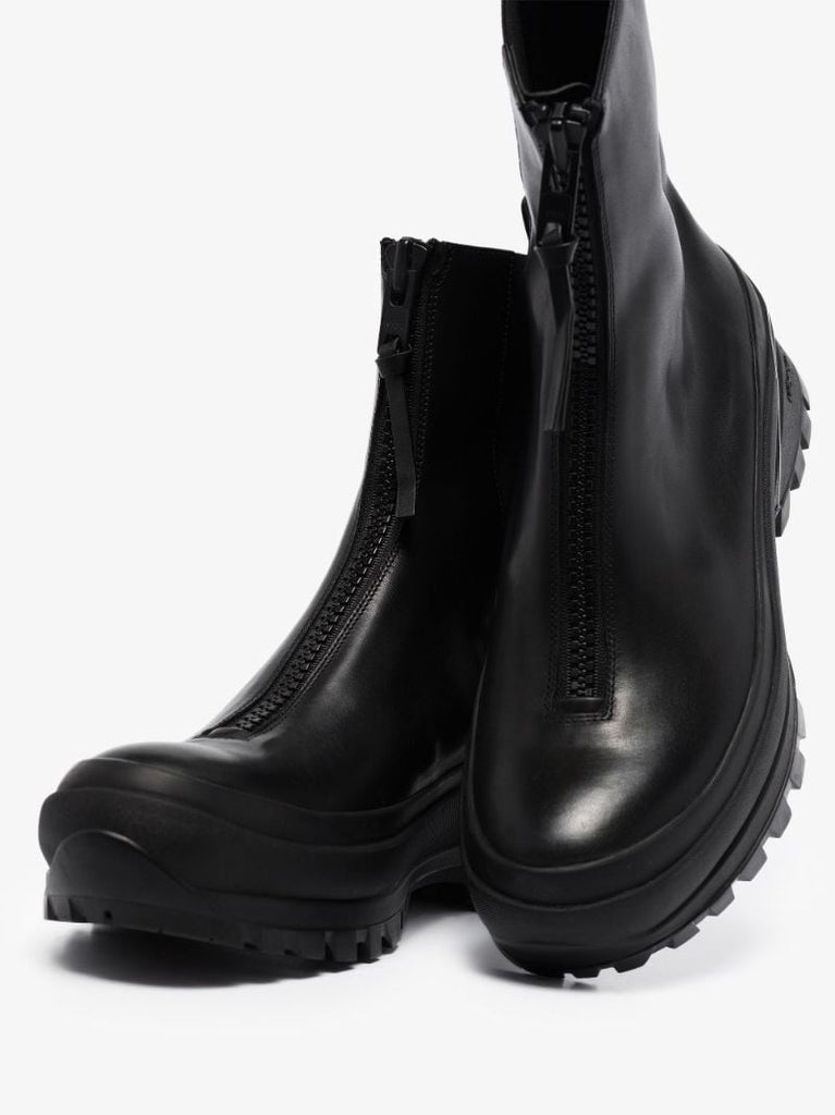 Black Zip-up Leather Boots