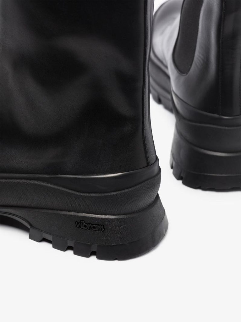 Black Zip-up Leather Boots