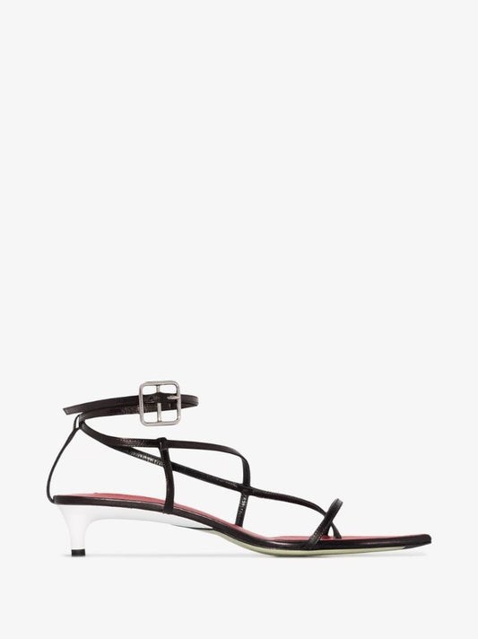 Black 35 Caged Leather Sandals