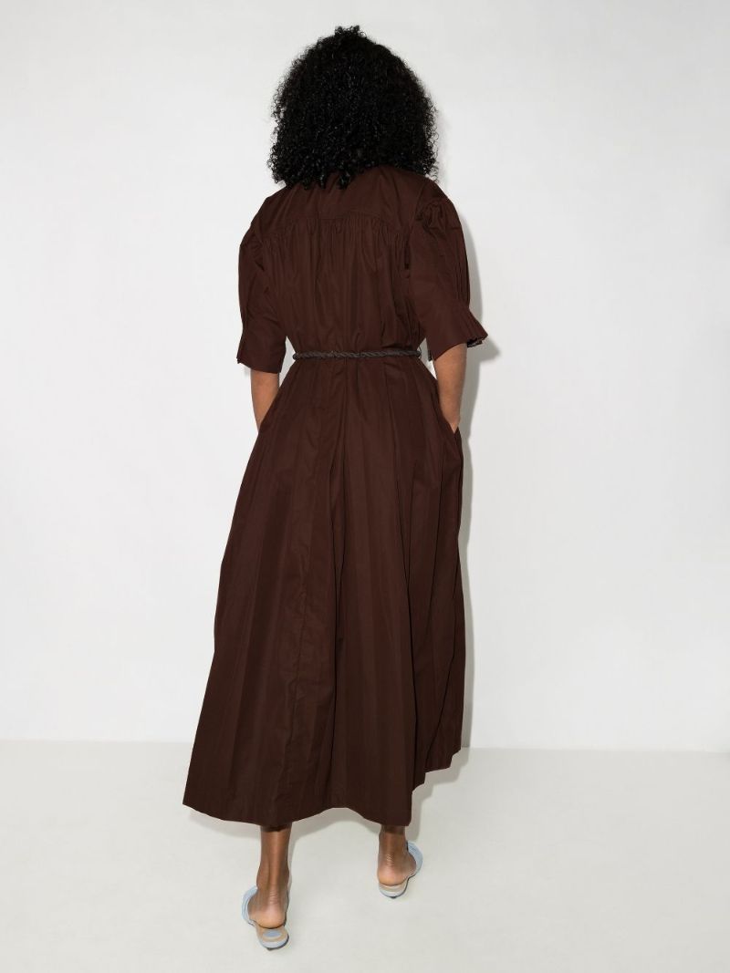 Belted Puff Sleeve Cotton Dress