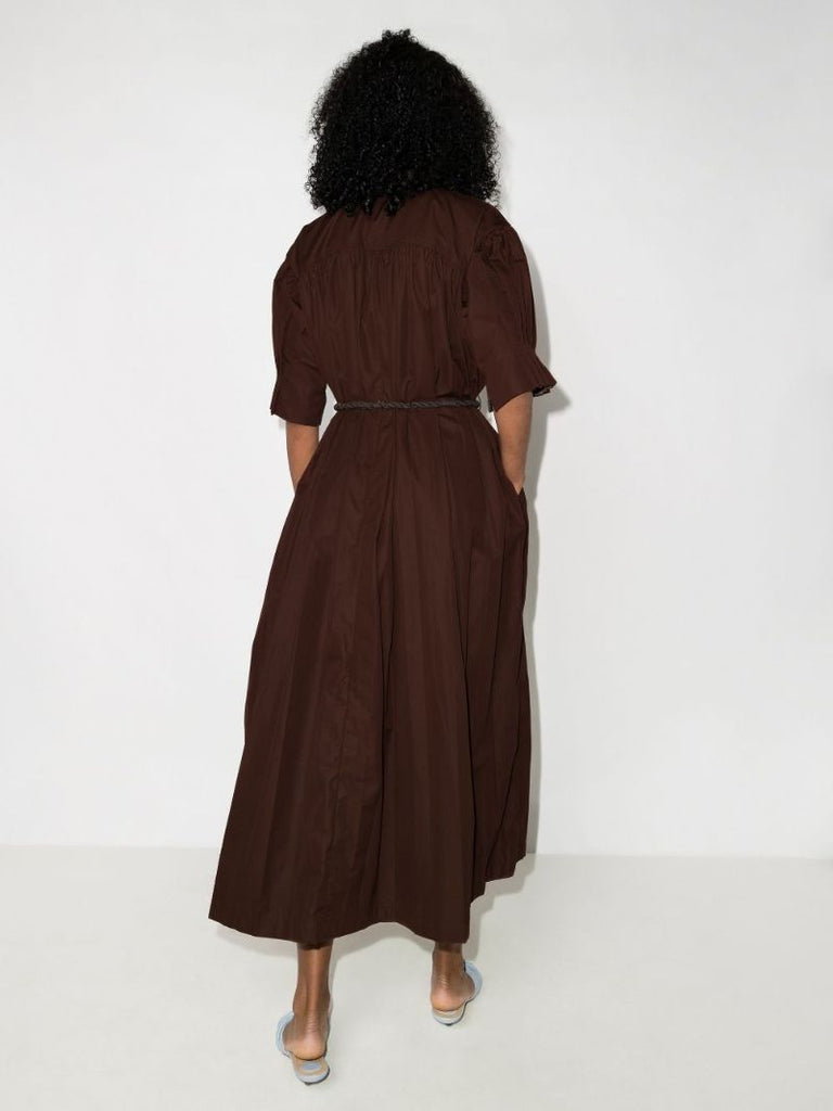 Belted Puff Sleeve Cotton Dress