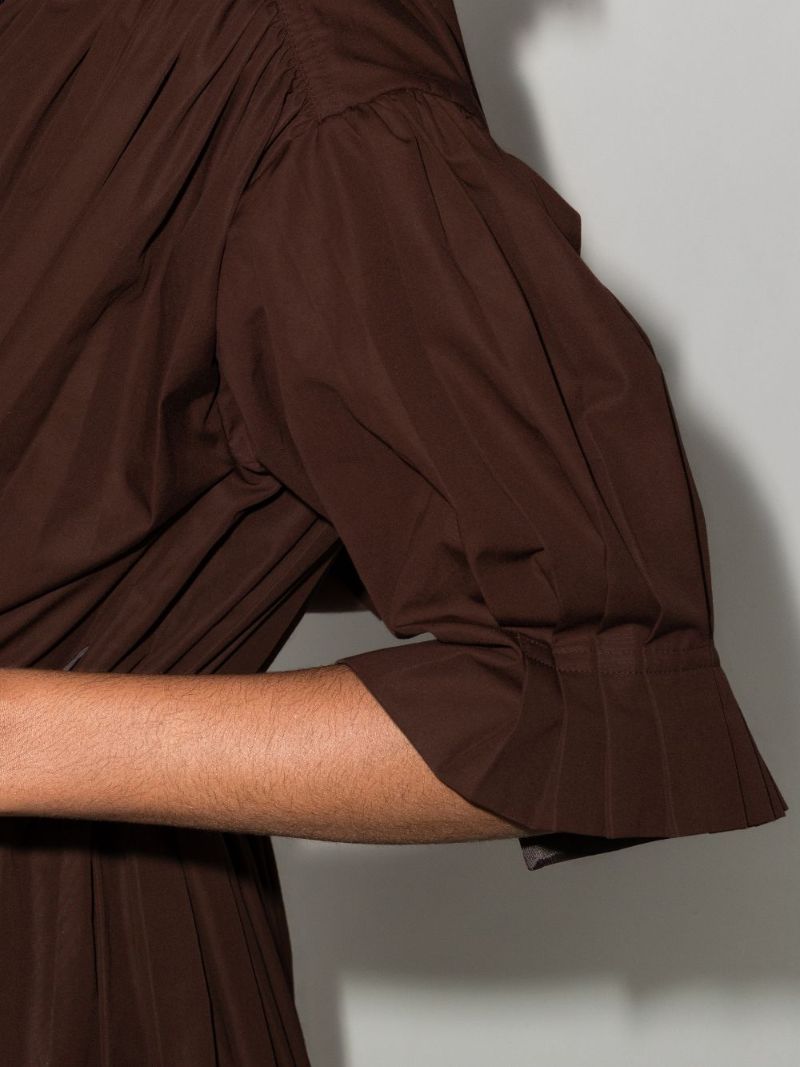Belted Puff Sleeve Cotton Dress