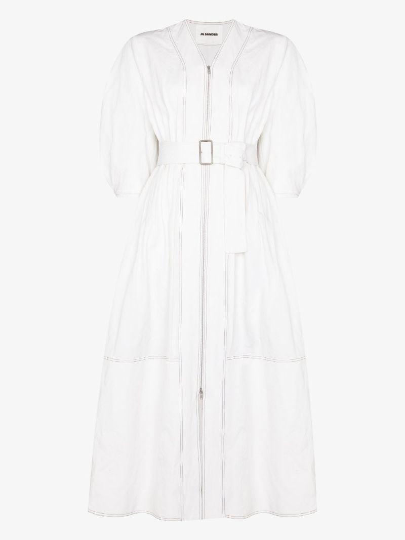 Pintuck Cotton Midi Dress