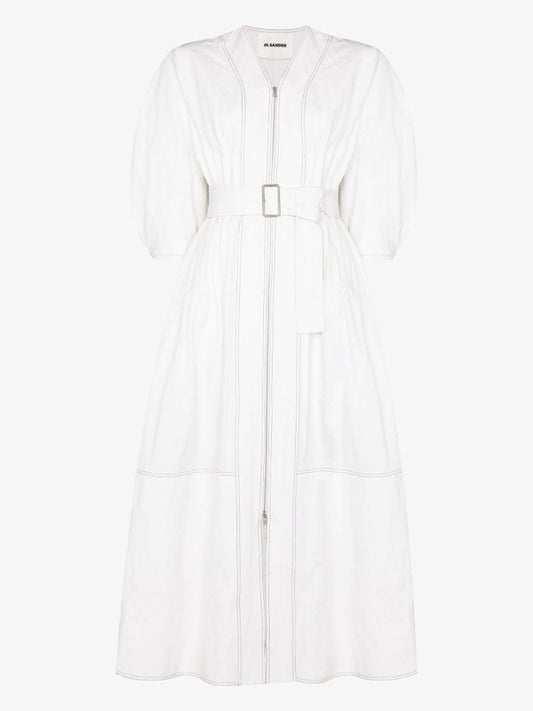 Pintuck Cotton Midi Dress