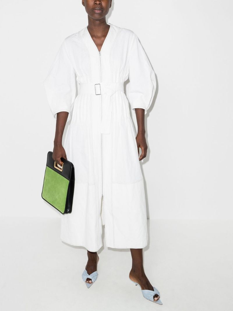 Pintuck Cotton Midi Dress