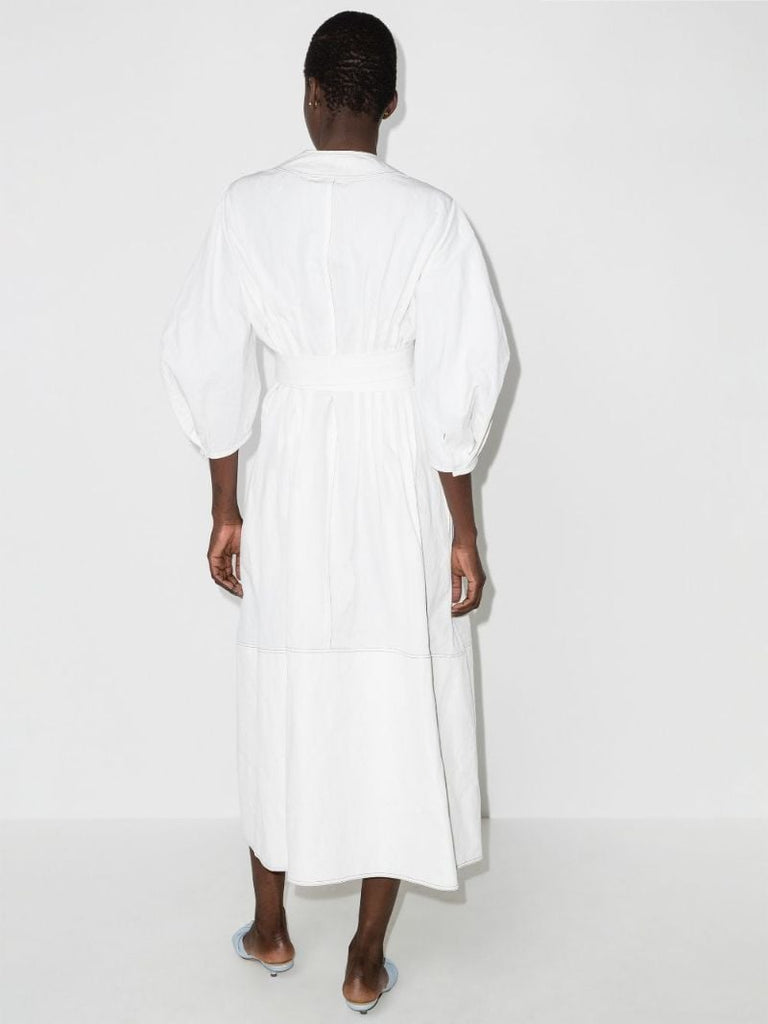 Pintuck Cotton Midi Dress