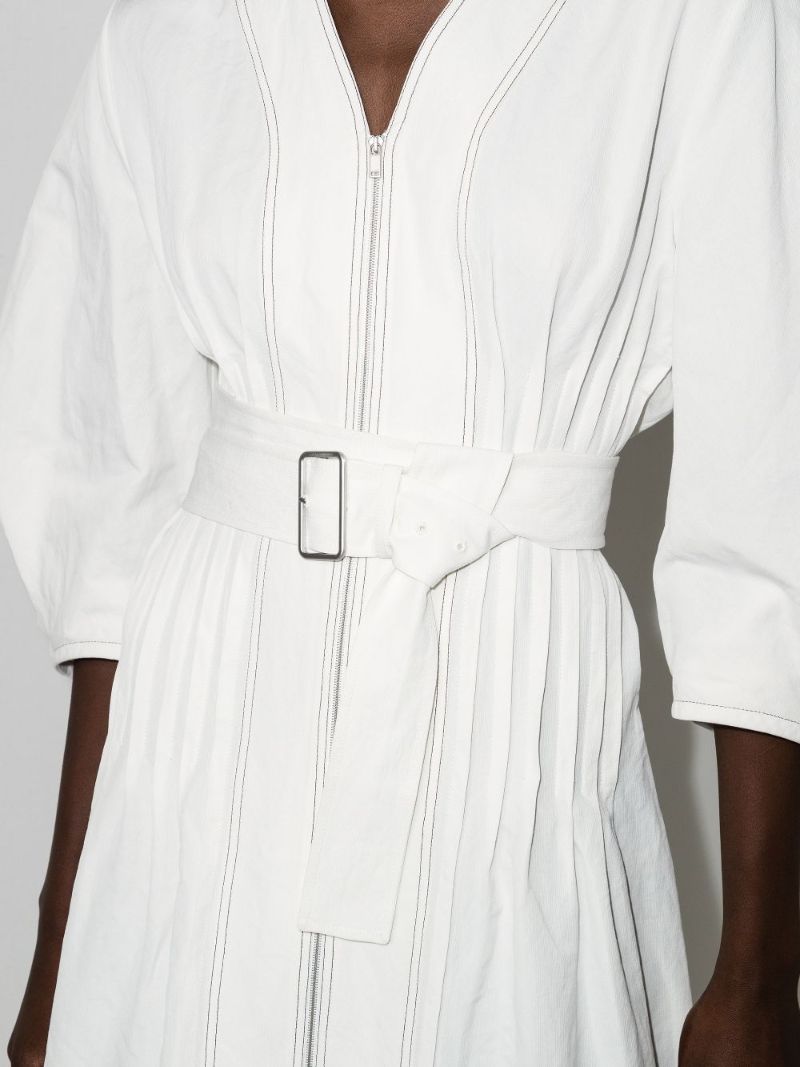 Pintuck Cotton Midi Dress