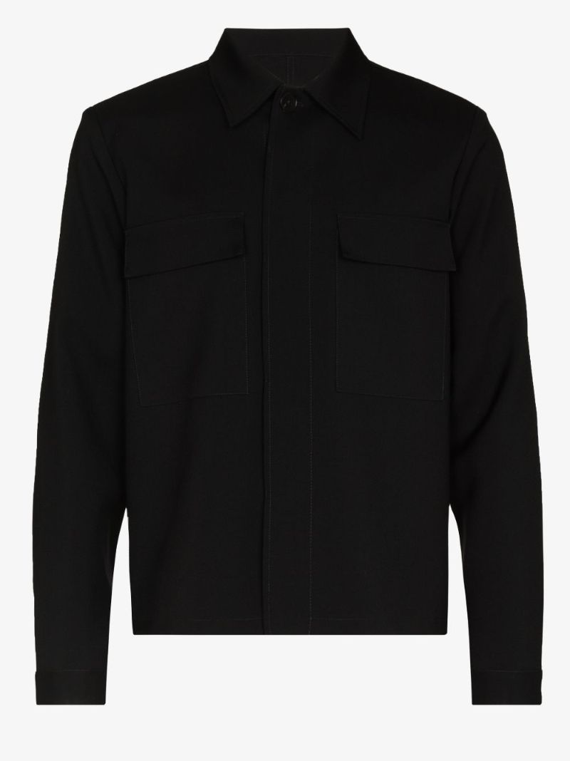 Long Sleeve Wool Gabardine Shirt