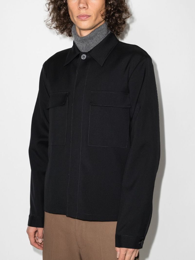 Long Sleeve Wool Gabardine Shirt