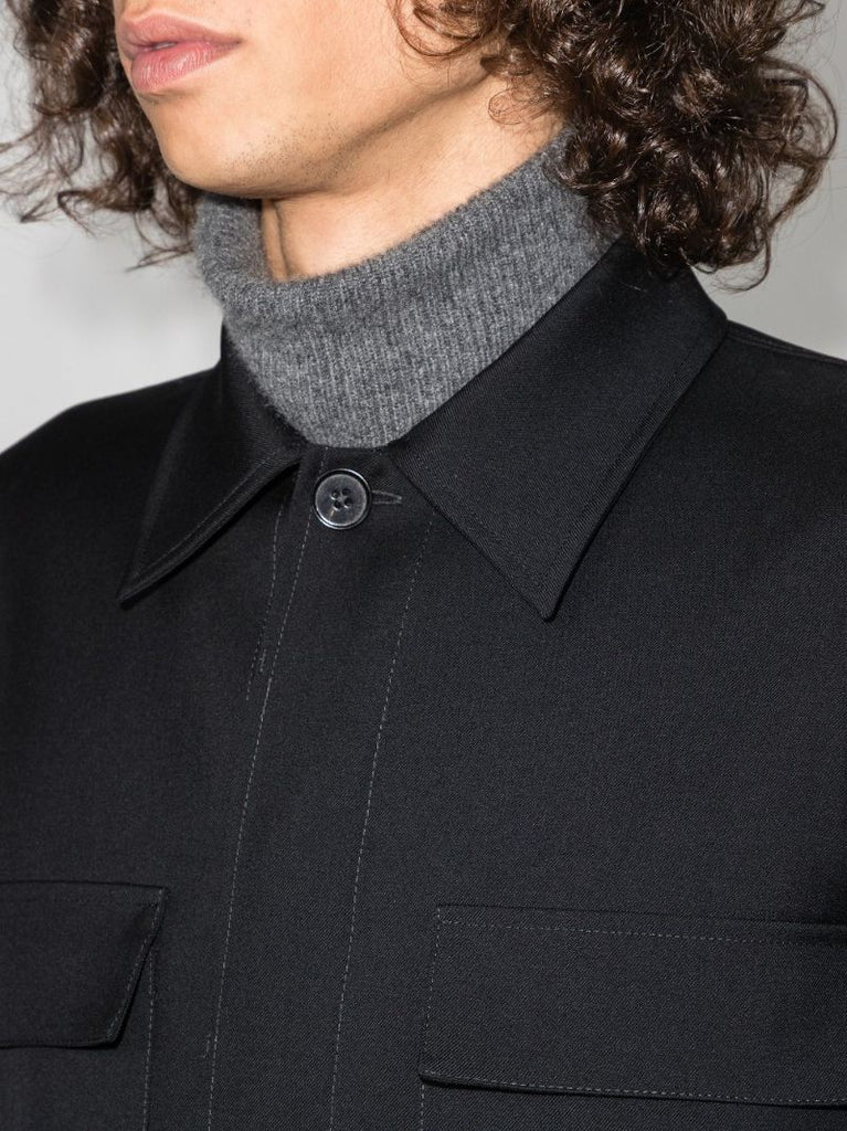 Long Sleeve Wool Gabardine Shirt