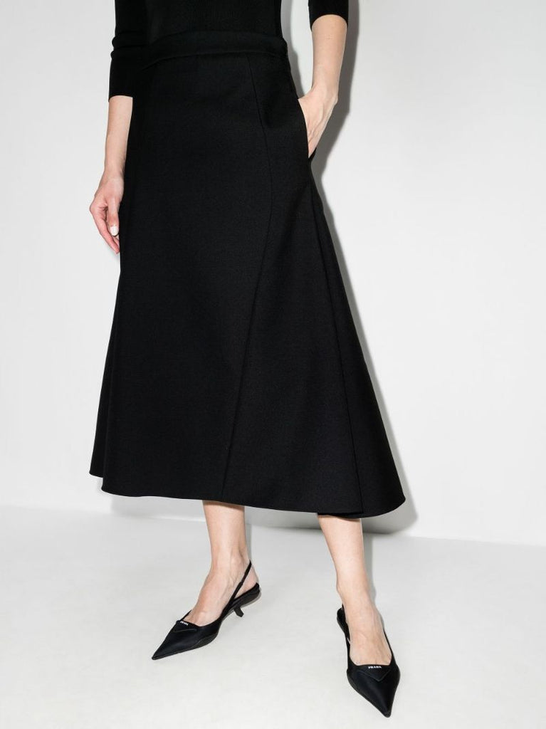 High Waist Asymmetric Midi Skirt