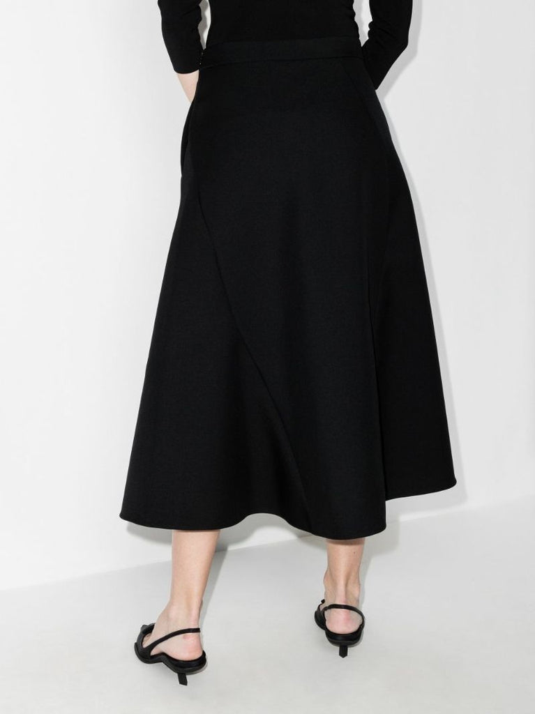 High Waist Asymmetric Midi Skirt