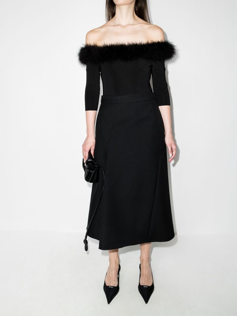 High Waist Asymmetric Midi Skirt