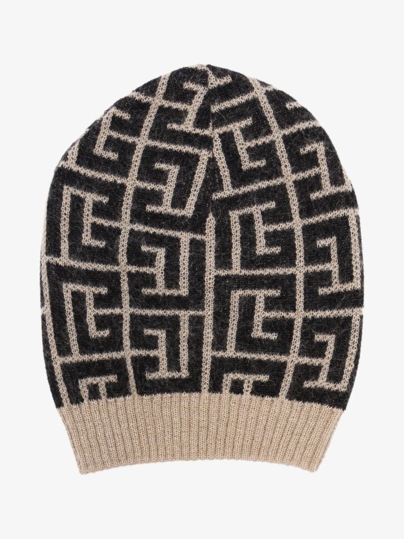 Neutral Monogram Wool Beanie Hat
