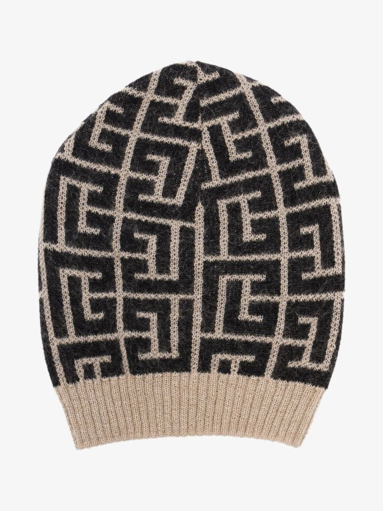 Neutral Monogram Wool Beanie Hat