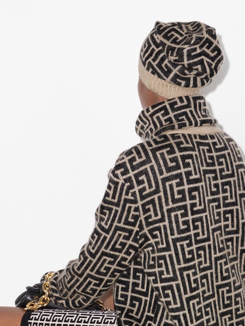 Neutral Monogram Wool Beanie Hat
