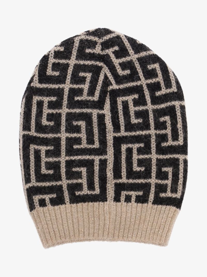 Neutral Monogram Wool Beanie Hat